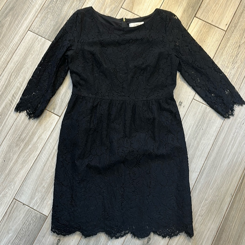 LOFT Black Lace Sheath Dress